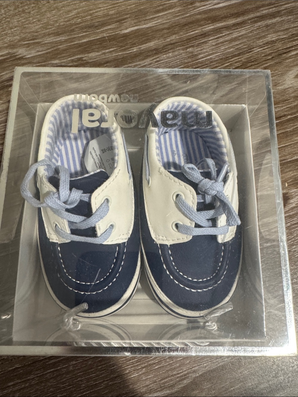 Mayoral newborn shoes - Navy & White Baby Boat Shoes - Classic Lace-Up Style